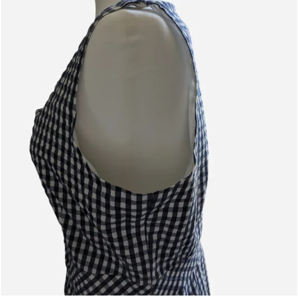 J. Crew Navy and White Gingham Midi Dress - Picture 6 of 14